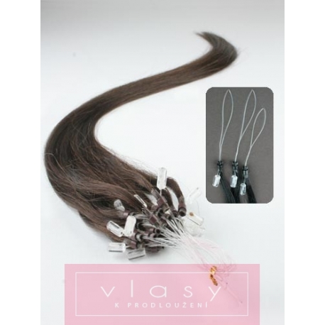 Vlasy pro metodu Micro Ring / Easy Loop / Easy Ring / Micro Loop 40cm – tmavě hnědé
