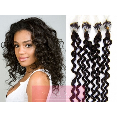 Kudrnaté vlasy Micro Ring / Easy Loop / Easy Ring / Micro Loop 60cm – přírodní černé