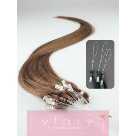 Vlasy pro metodu Micro Ring / Easy Loop / Easy Ring / Micro Loop 60cm – světlejší hnědé