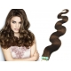 Vlnité vlasy pro metodu Pu Extension / Tape Hair / Tape IN 60cm - středně hnědé