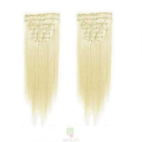 Clip in maxi set 43cm pravé lidské vlasy - REMY 140g - nejsvětlejší blond