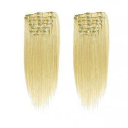 Clip in maxi set 53cm pravé lidské vlasy – REMY 200g – SVĚTLEJŠÍ BLOND