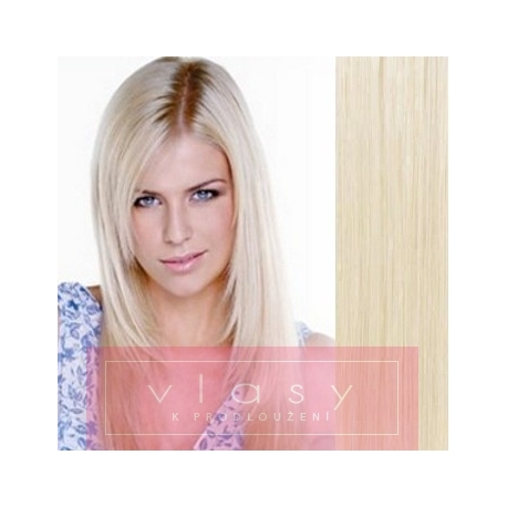 Clip in vlasy 73cm 100% lidské – REMY 140g – PLATINA